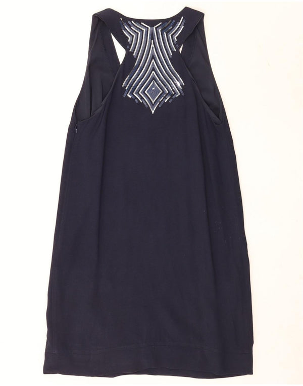 Patrizia Pepe Vestido recto sin mangas para mujer IT 46 Large Azul marino Geométrico