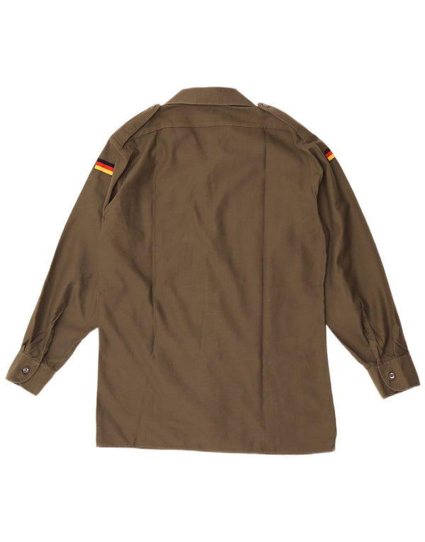 Vintage Mens Military Shirt Size 39/40 Medium Khaki Polyester