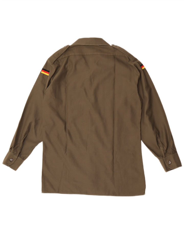 Camisa militar vintage para hombre talla 39/40 poliéster caqui medio