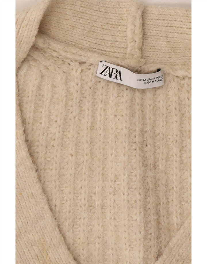 ZARA Womens Oversized 3/4 Sleeve Cardigan Sweater UK 14 Medium Beige Vintage Zara and Second-Hand Zara from Messina Hembry 