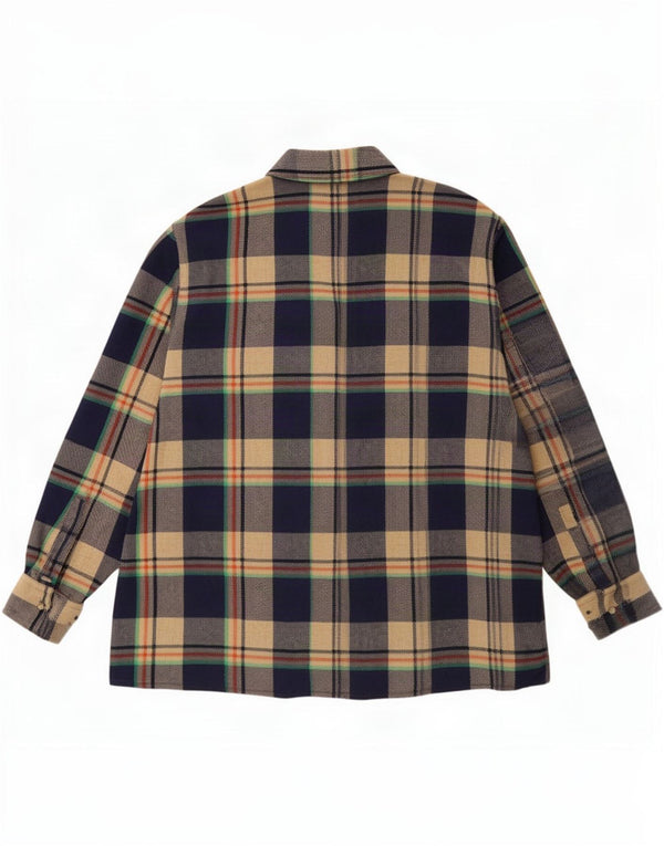 Camisa de franela vintage para hombre talla 47 2XL cheque multicolor