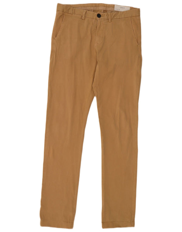Ikks Mens Slim Chino Trousers W29 L32 Beige Cotton