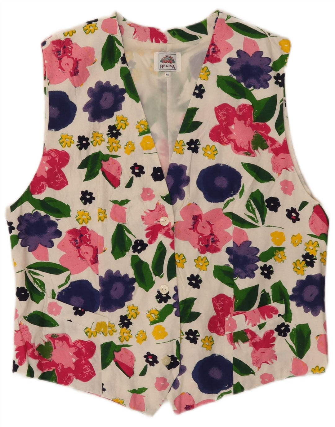 Chaleco de mujer Regina EU 40 Viscosa floral blanca mediana