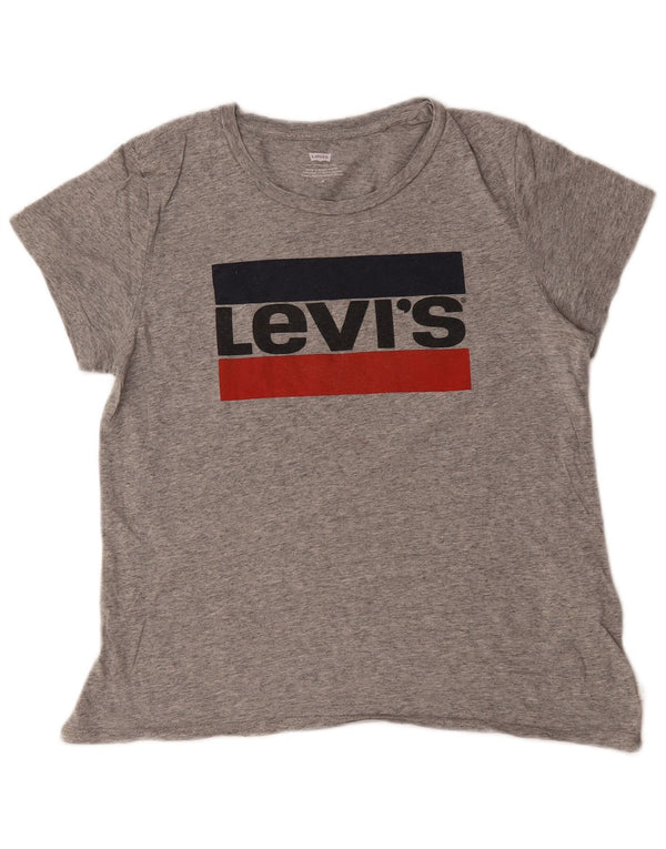 Levi's Camiseta gráfica para mujer Top UK 44 Algodón moteado gris medio