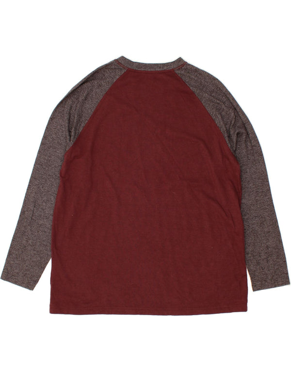 EDDIE BAUER Camiseta para hombre de manga larga 2XL Granate Colorblock Algodón