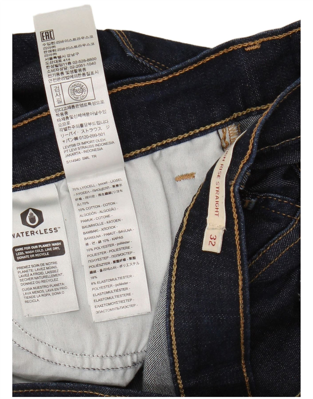 Levi's Mujer 724 Pantalones Cortos De Mezclilla De Tiro Alto W32 Large Lyocell Azul Marino
