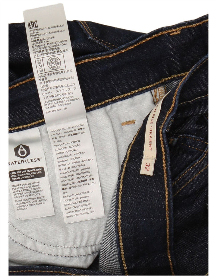 Levi's Mujer 724 Pantalones Cortos De Mezclilla De Tiro Alto W32 Large Lyocell Azul Marino