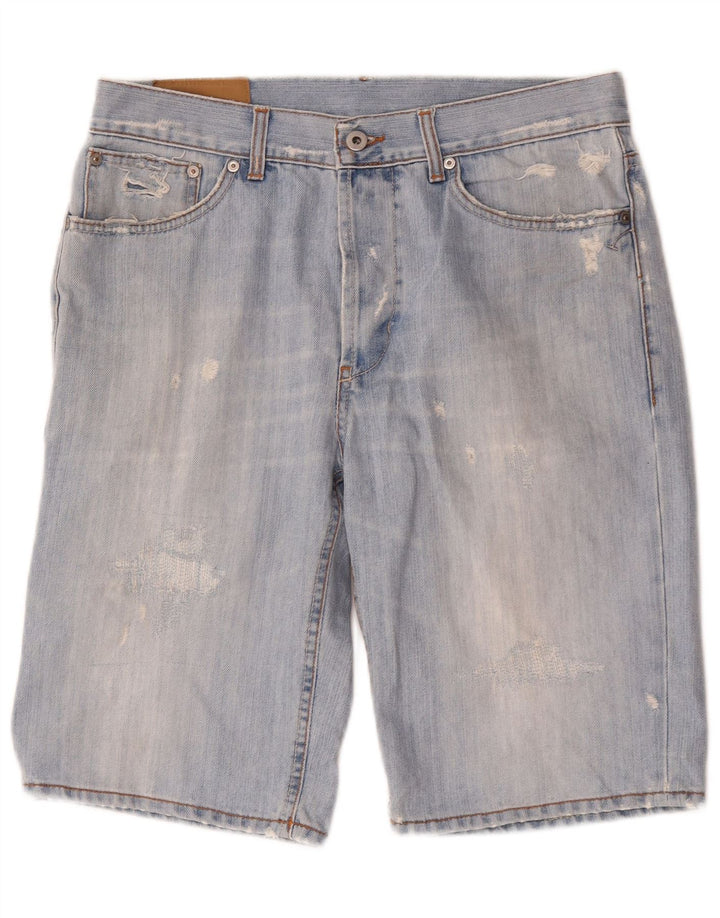Dondup Pantalones cortos de mezclilla desgastados para hombre W33 Algodón azul medio
