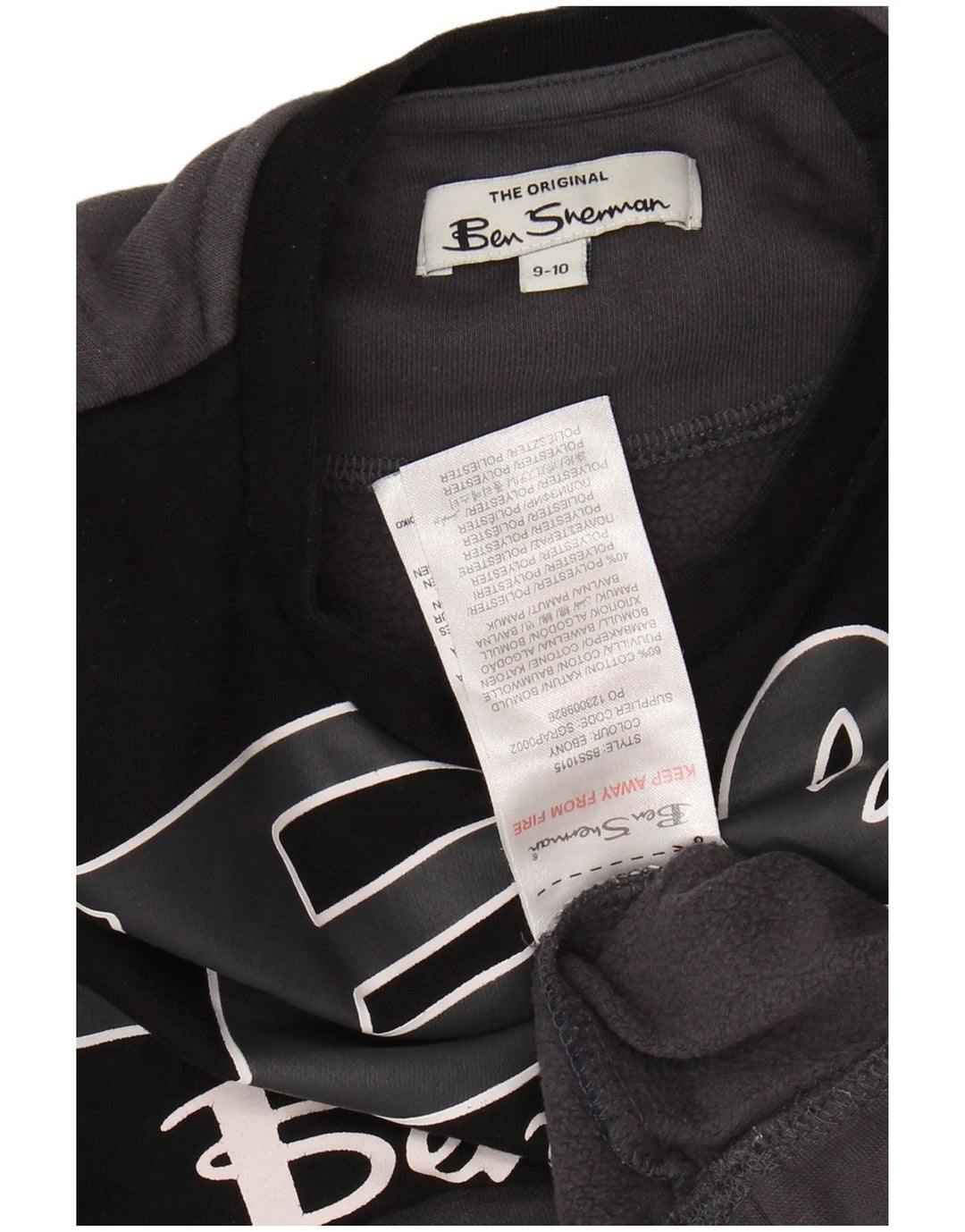 BEN SHERMAN Sudadera con estampado gráfico para niños 9-10 años Gris Colorblock