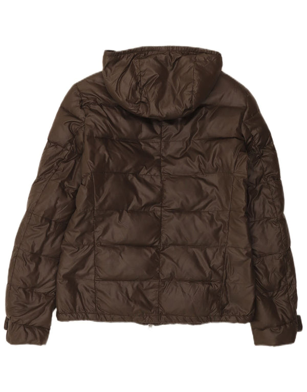 Dack's Chaqueta acolchada con capucha para mujer UK 10 Small Brown Nylon