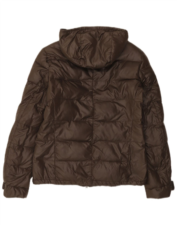 Dack's Chaqueta acolchada con capucha para mujer UK 10 Small Brown Nylon