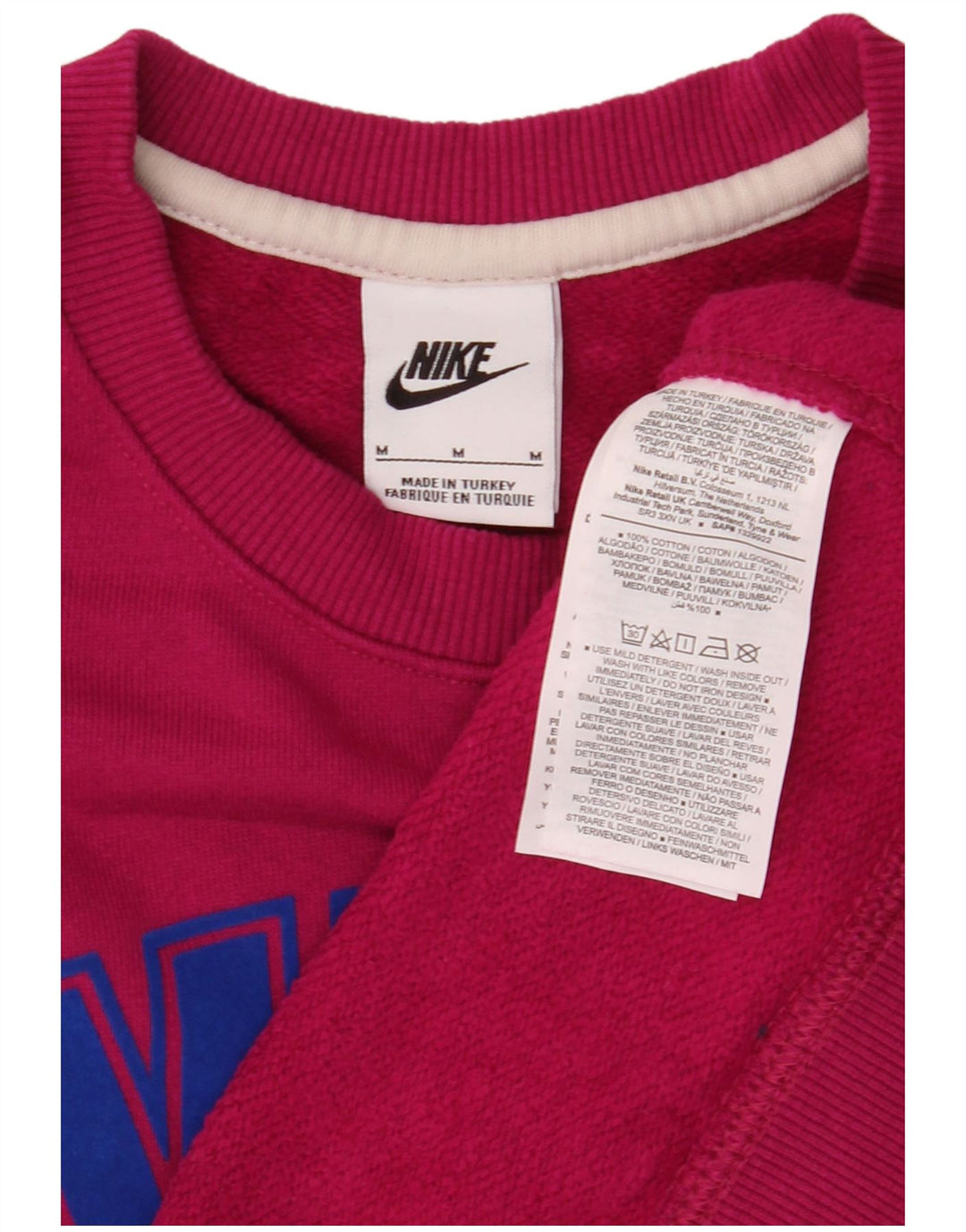 Nike - Sudadera extragrande con gráfico para mujer, talla 40, algodón rosa mediano