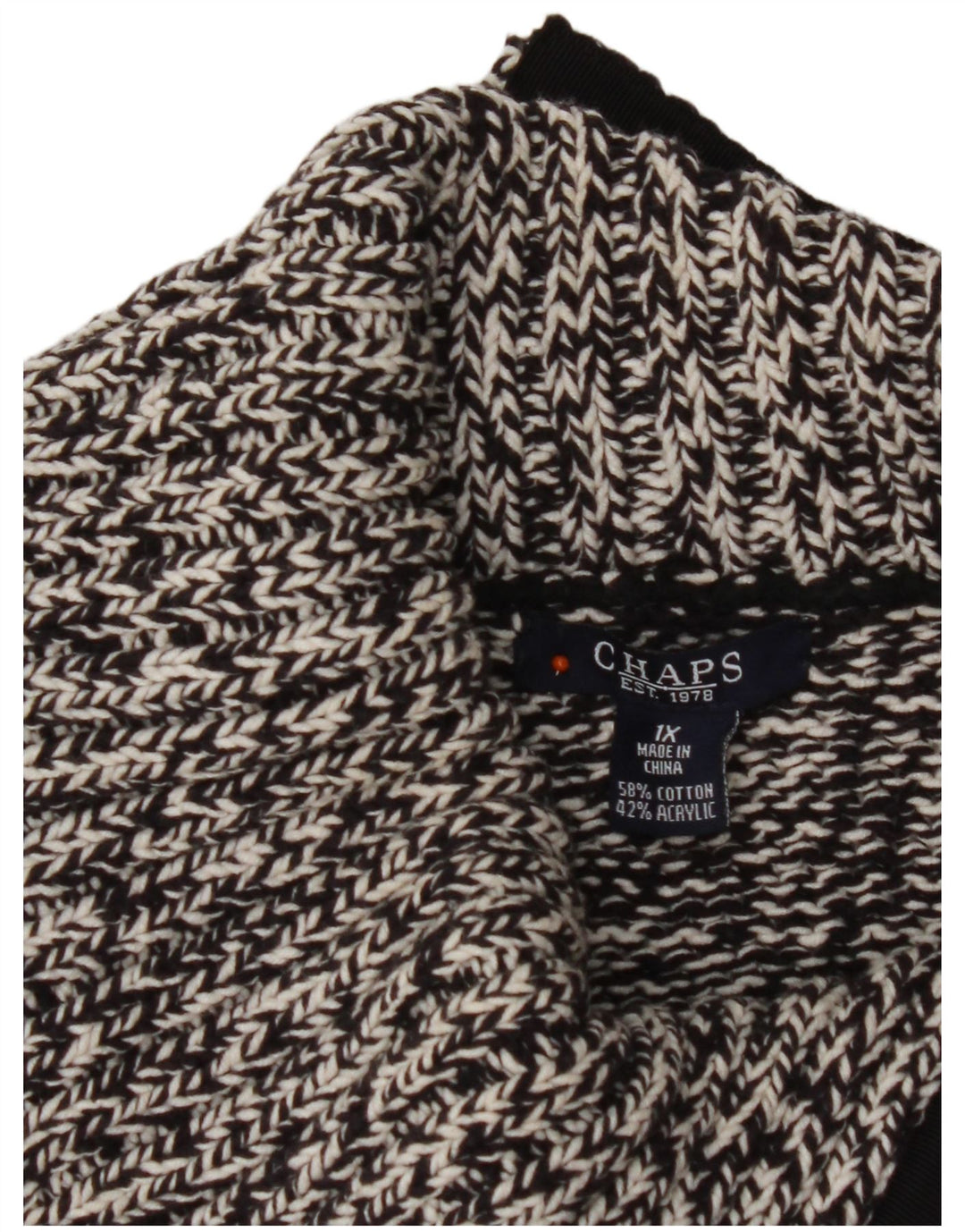 Chaps Suéter con cuello vuelto para mujer UK 18 XL Algodón moteado negro