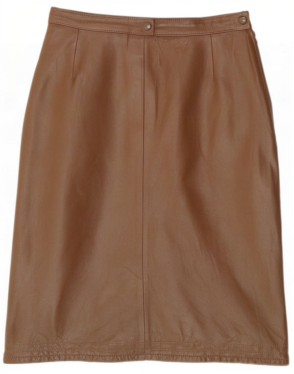 Falda de cuero de cintura alta vintage para mujer IT 46 Grande W28 Marrón