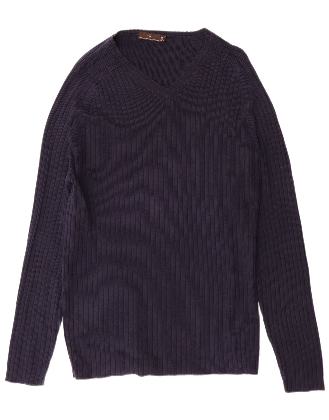 Zara Hombre Jersey Con Cuello En V Jersey Grande Azul Marino Algodón