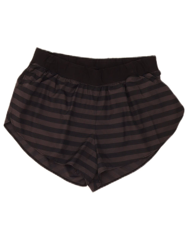 Adidas - Pantalones cortos deportivos holgados para mujer, talla 8, poliéster a rayas, color gris pequeño