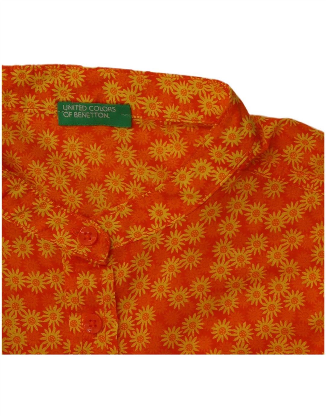 BENETTON Blusa camisera para mujer UK 42 Mediana Naranja Floral