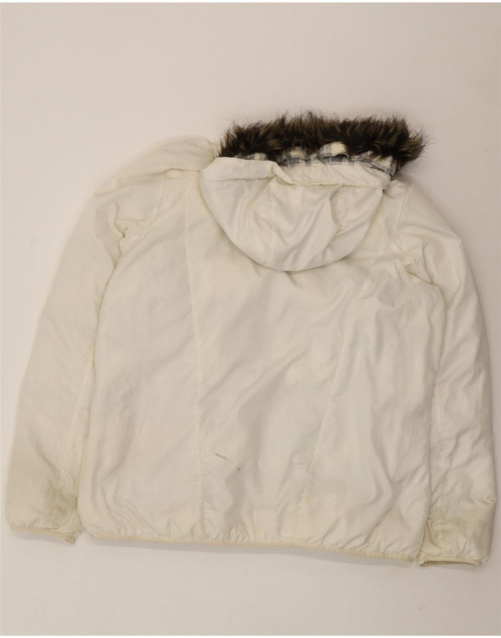 Nike Chaqueta acolchada reversible con capucha para hombre UK 44 2XL Poliéster a cuadros blancos