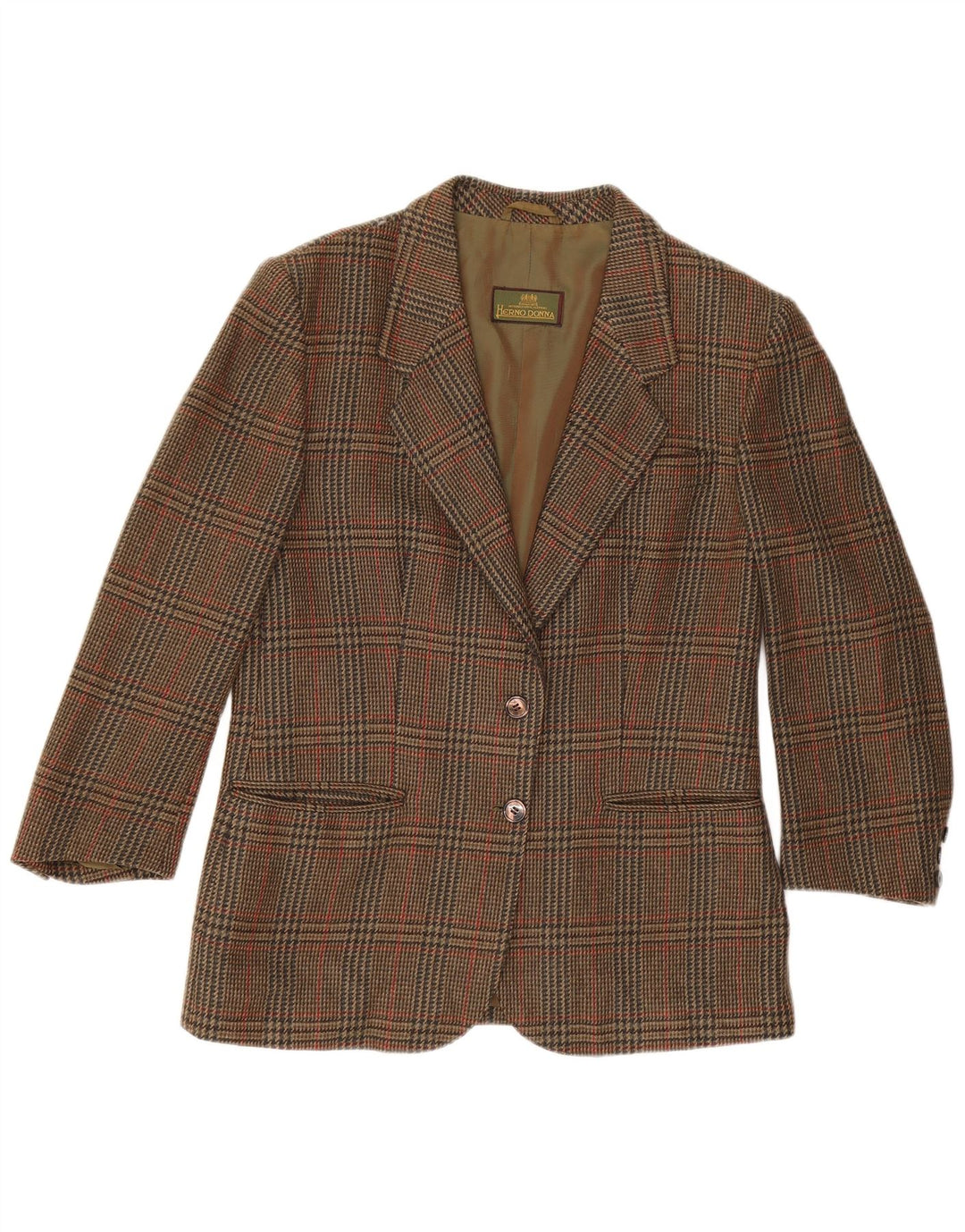 Chaqueta tipo blazer para mujer Herno Donna IT 44 Lana de pata de gallo marrón medio
