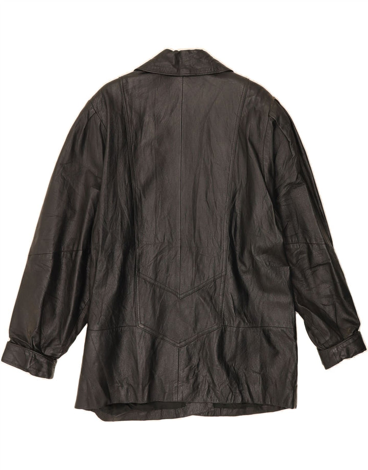 VINTAGE Womens Leather Jacket EU 44 XL Black Leather Vintage Vintage and Second-Hand Vintage from Messina Hembry 