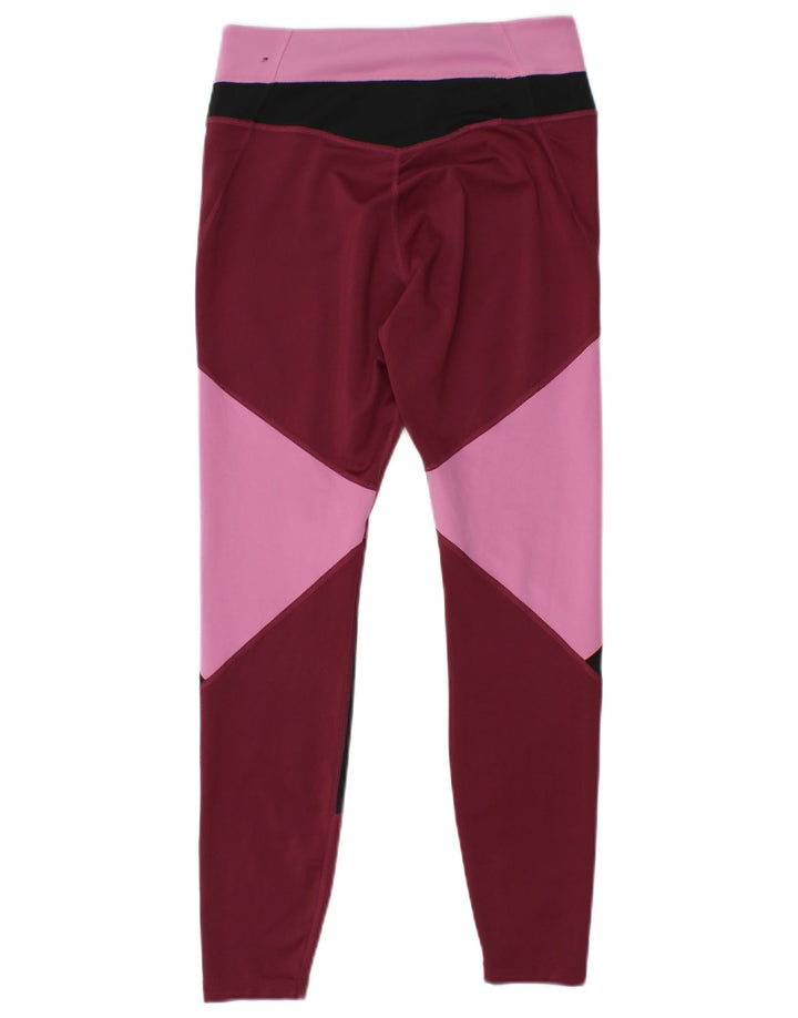 Leggings NIKE Dri Fit para mujer UK 44 Medio Borgoña Colorblock Poliéster