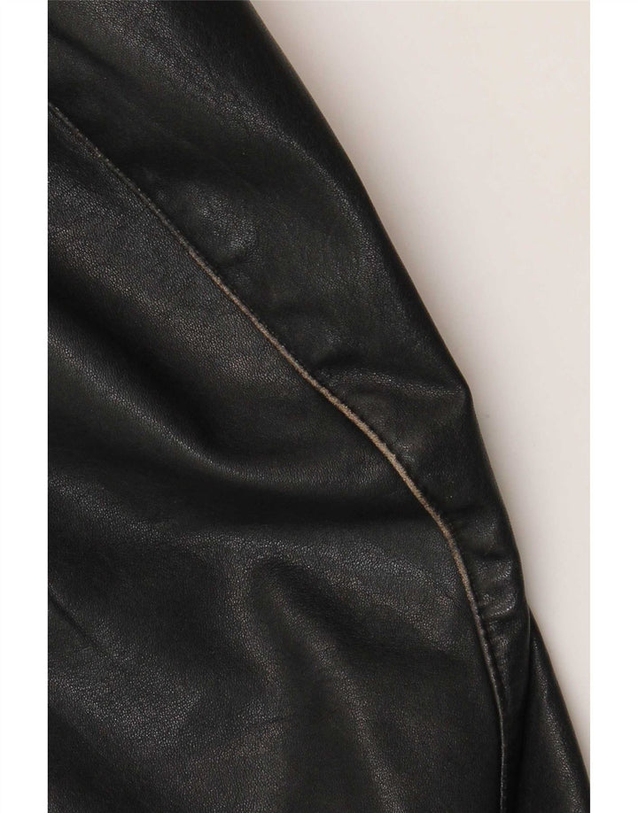 Vintage chaqueta de cuero para hombre Reino Unido 38 cuero negro medio