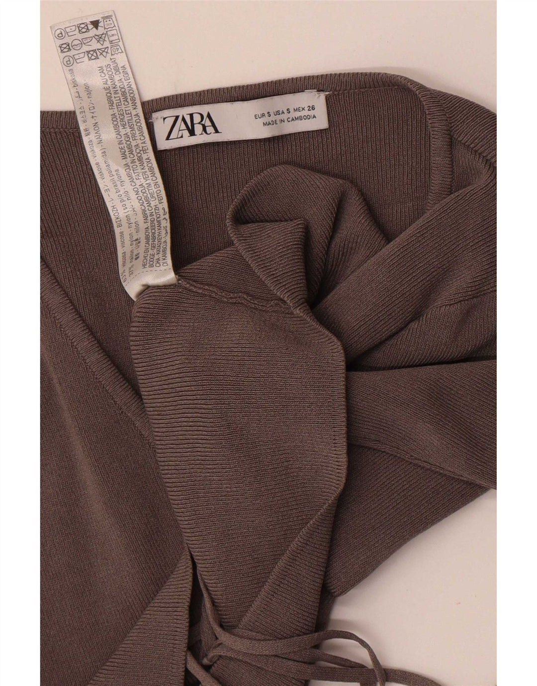 Zara Mujer Crop Cardigan Top UK 8 Small Viscosa Gris