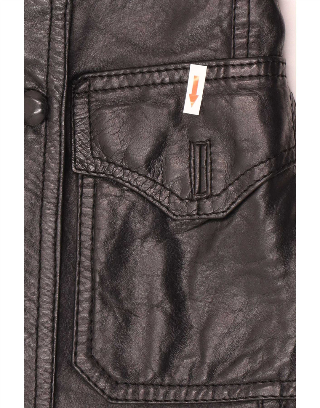 Vintage mujer doble pecho chaqueta de cuero Reino Unido 8 pequeño negro