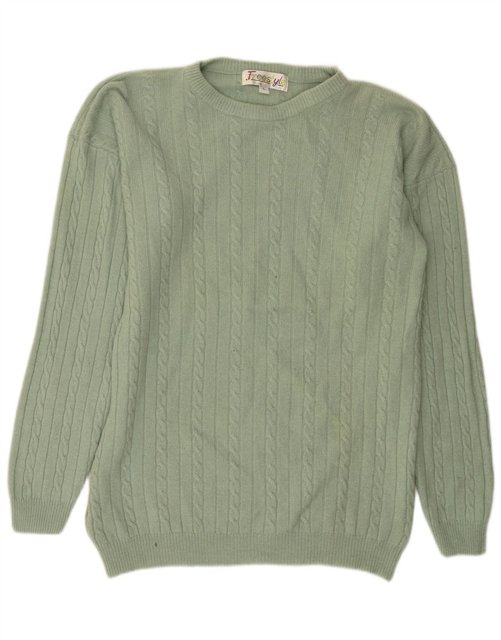 Jersey de cuello redondo para hombre Free Style de lana verde grande