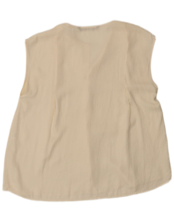 Zara Blusa tipo camisa sin mangas para mujer UK 46 Large Off White Poliéster