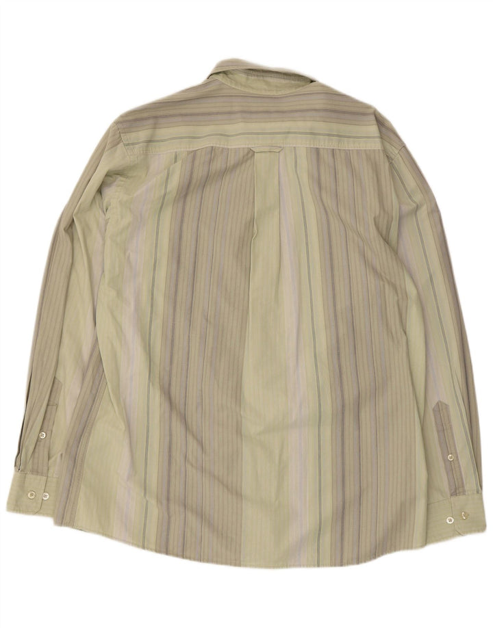 Camisa Camel Active para hombre de algodón a rayas verdes grandes