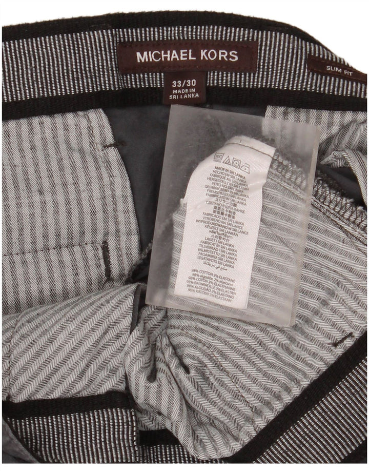 Michael Kors Pantalones cortos chinos ajustados para hombre W30 Algodón gris medio
