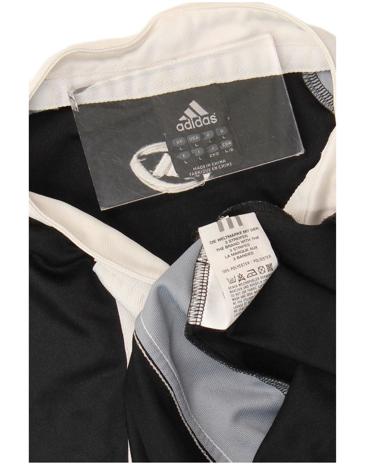 Polo Adidas Hombre Grande Negro Colorblock Poliéster
