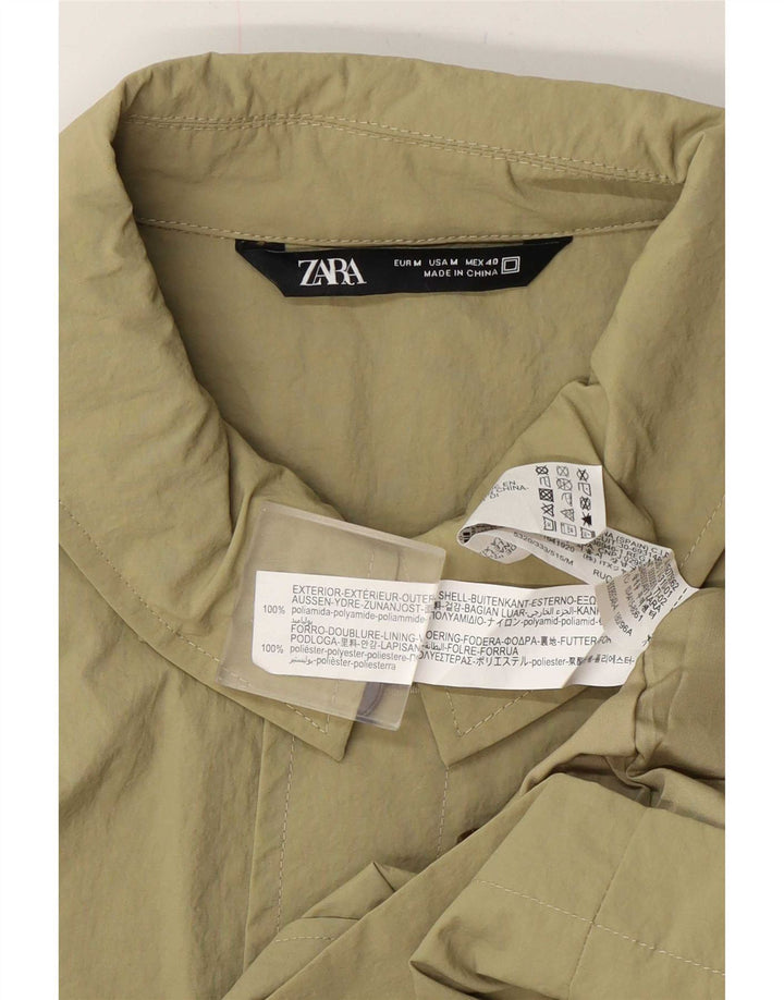 Zara Mens Regular Fit Bomber Jacket UK 38 Medium Caqui Poliamida