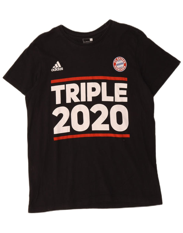 Adidas Mens FC Bayern München Graphic Camiseta Top Grande Negro Algodón