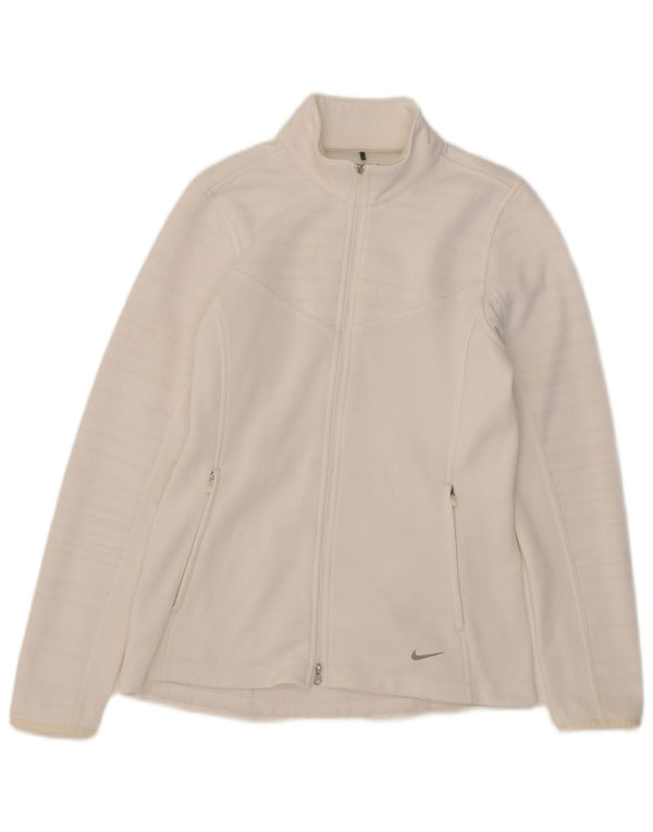 Nike Mujer Therma-Fit Chándal Top Chaqueta UK 12 Mediano Blanco Poliéster