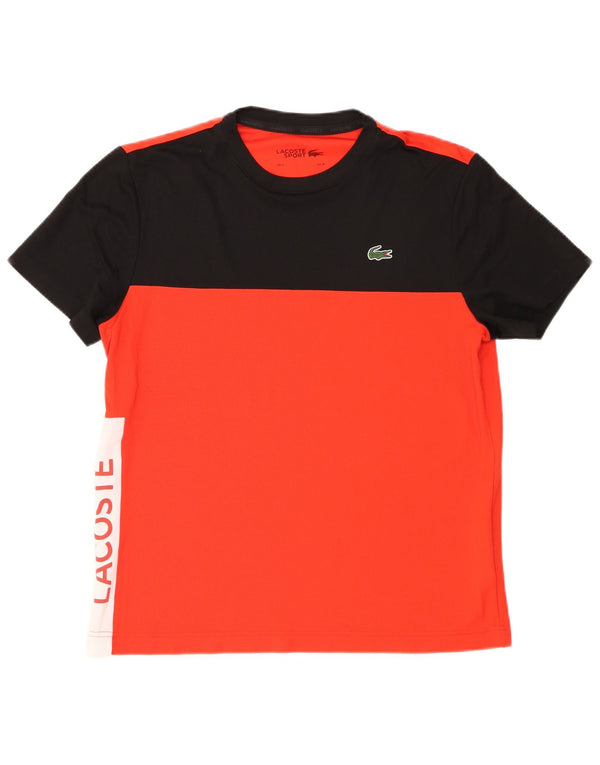 Lacoste Camiseta gráfica para hombre Talla 4 Mediana Rojo Colorblock Poliéster