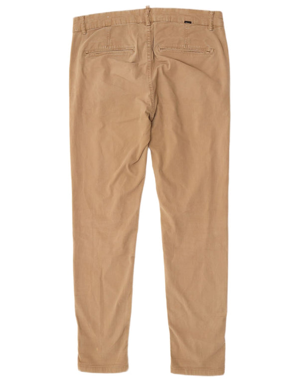 Zara Mens Slim Fit Chino Pantalones EU 42 Large W32 L30 Algodón Marrón