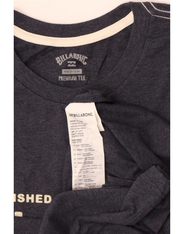 Billabong Hombre Camiseta Gráfica Top Algodón Gris Medio