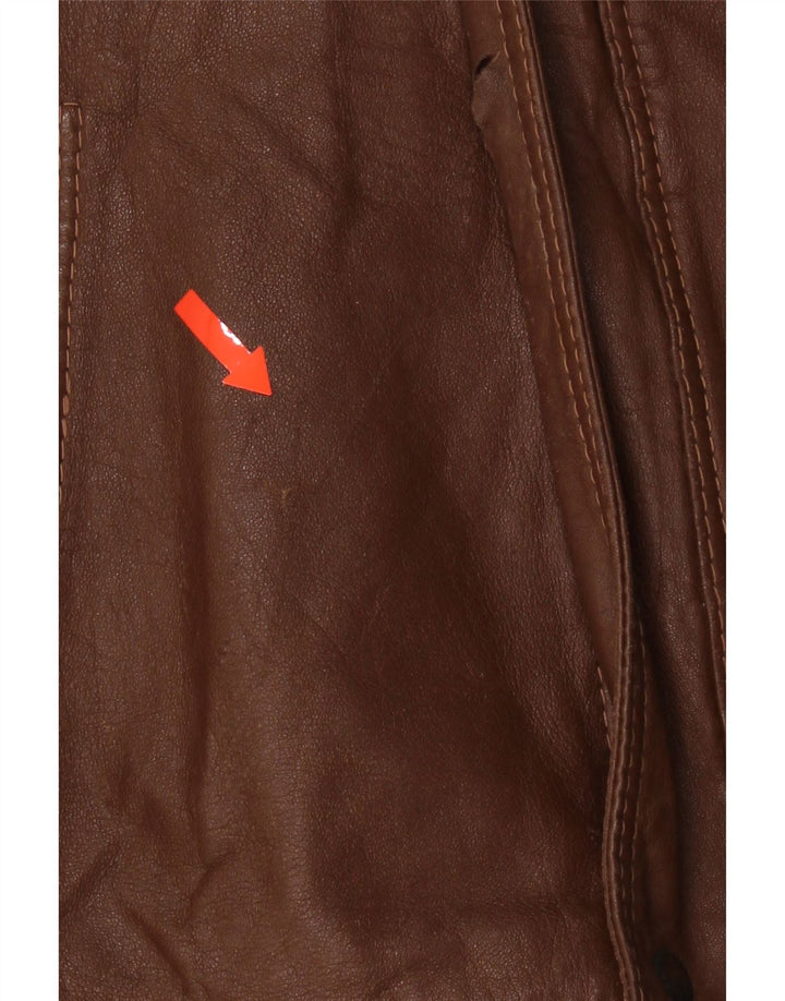 VINTAGE Mens Leather Jacket IT 46 Small Brown Leather Vintage Vintage and Second-Hand Vintage from Messina Hembry 