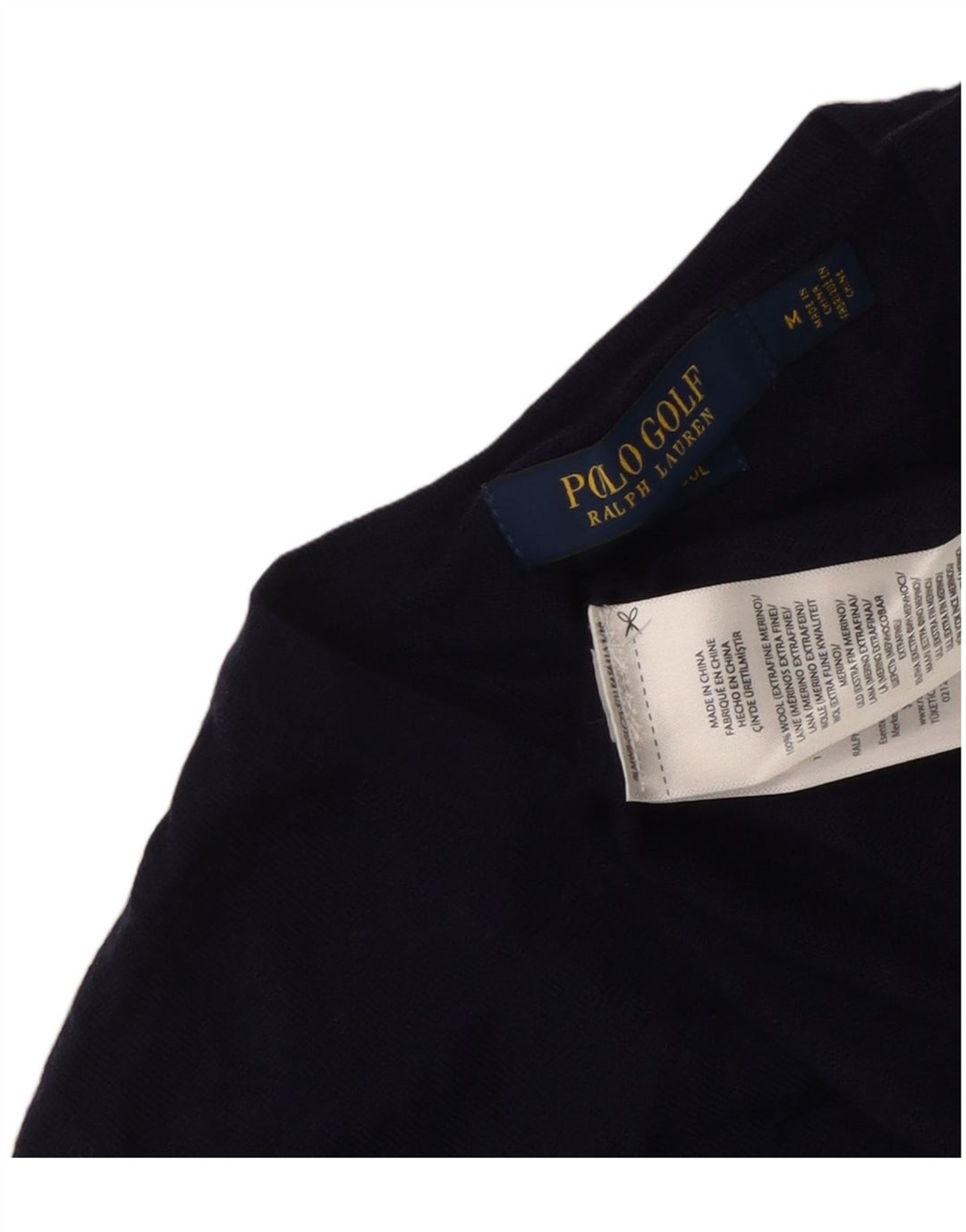 Polo Ralph Lauren - Jersey con cuello en V para mujer, talla 12, lana azul marino mediana