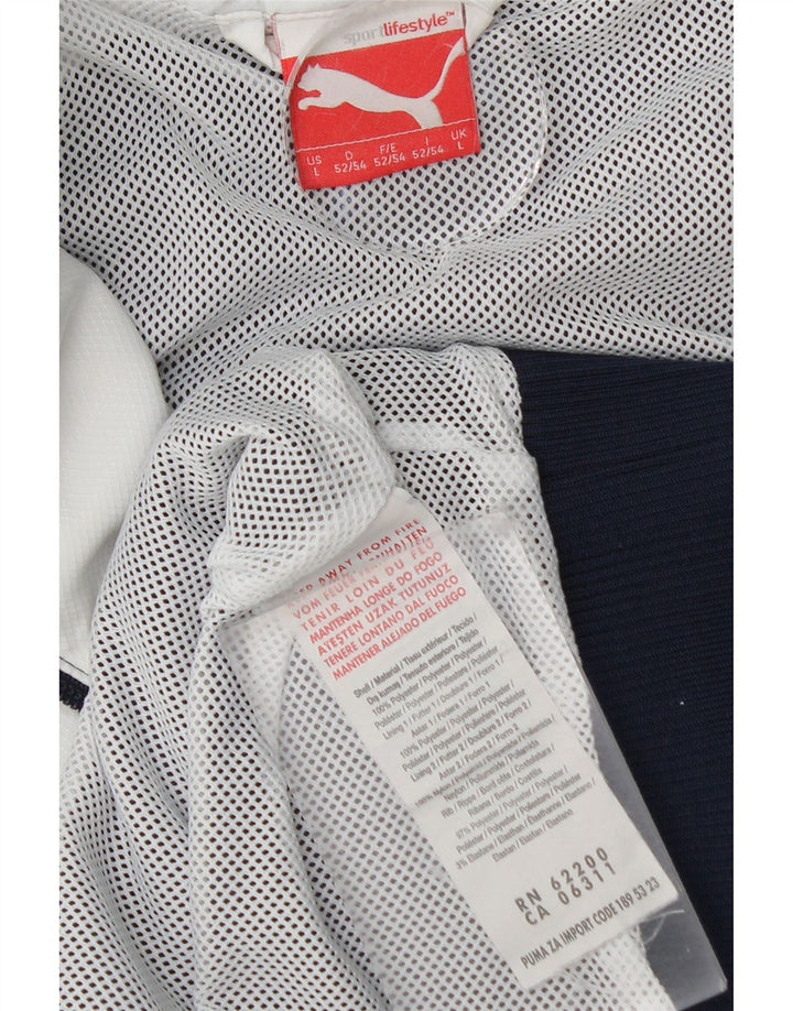 Puma Chaqueta de chándal para hombre, talla grande, poliéster con bloques de color azul marino