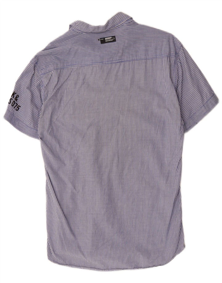 Jack & Jones Hombre Camisa De Manga Corta Large Blue Pinstripe
