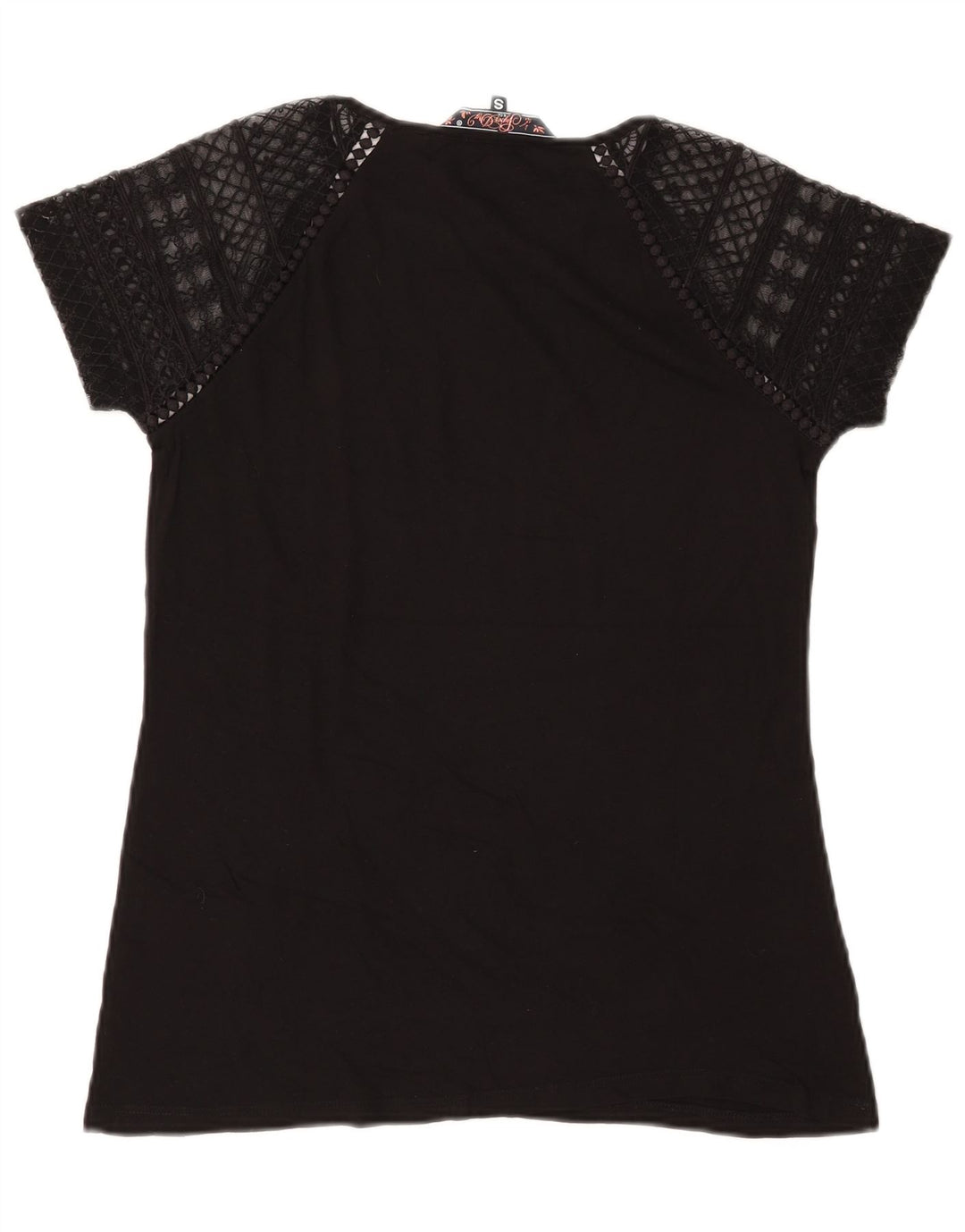 SUPERDRY Camiseta para mujer Top UK 10 Small Black Cotton