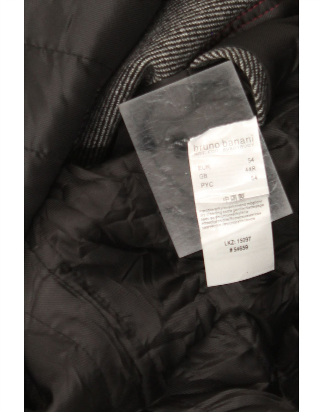 Bruno Banani Abrigo para hombre UK 44 2XL Lana gris a rayas