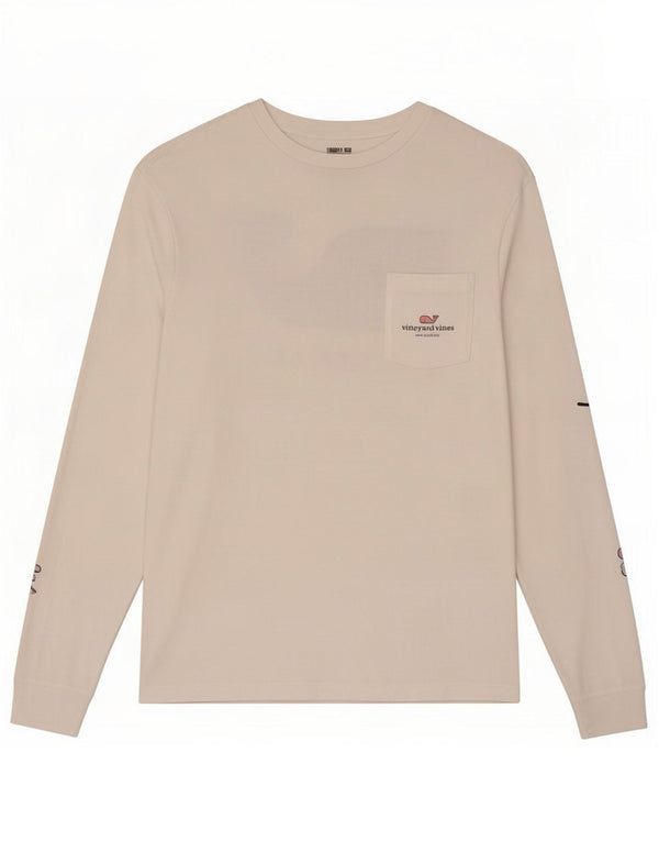 Vineyard Vines Top gráfico para hombre de manga larga XS Algodón blanco