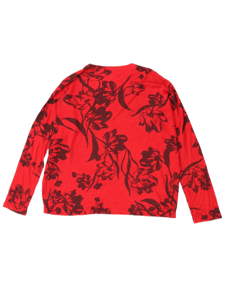 Marks & Spencer Suéter tipo jersey con cuello redondo para mujer UK 40 Mediano Rojo Floral