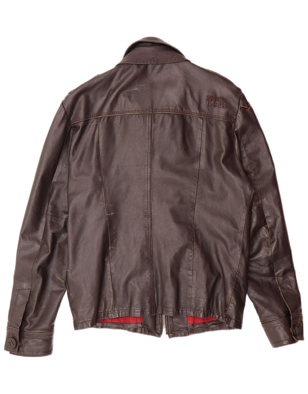 Superdry Chaqueta de cuero militar para hombre Reino Unido 40 Cuero marrón grande