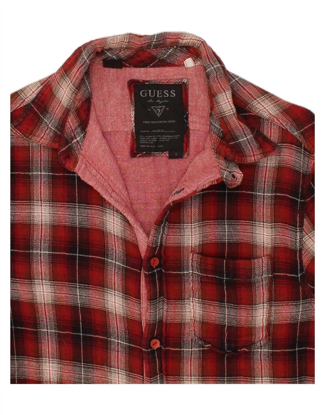 GUESS Womens Flannel Shirt IT 42 Medium Red Check Cotton Vintage Guess and Second-Hand Guess from Messina Hembry 