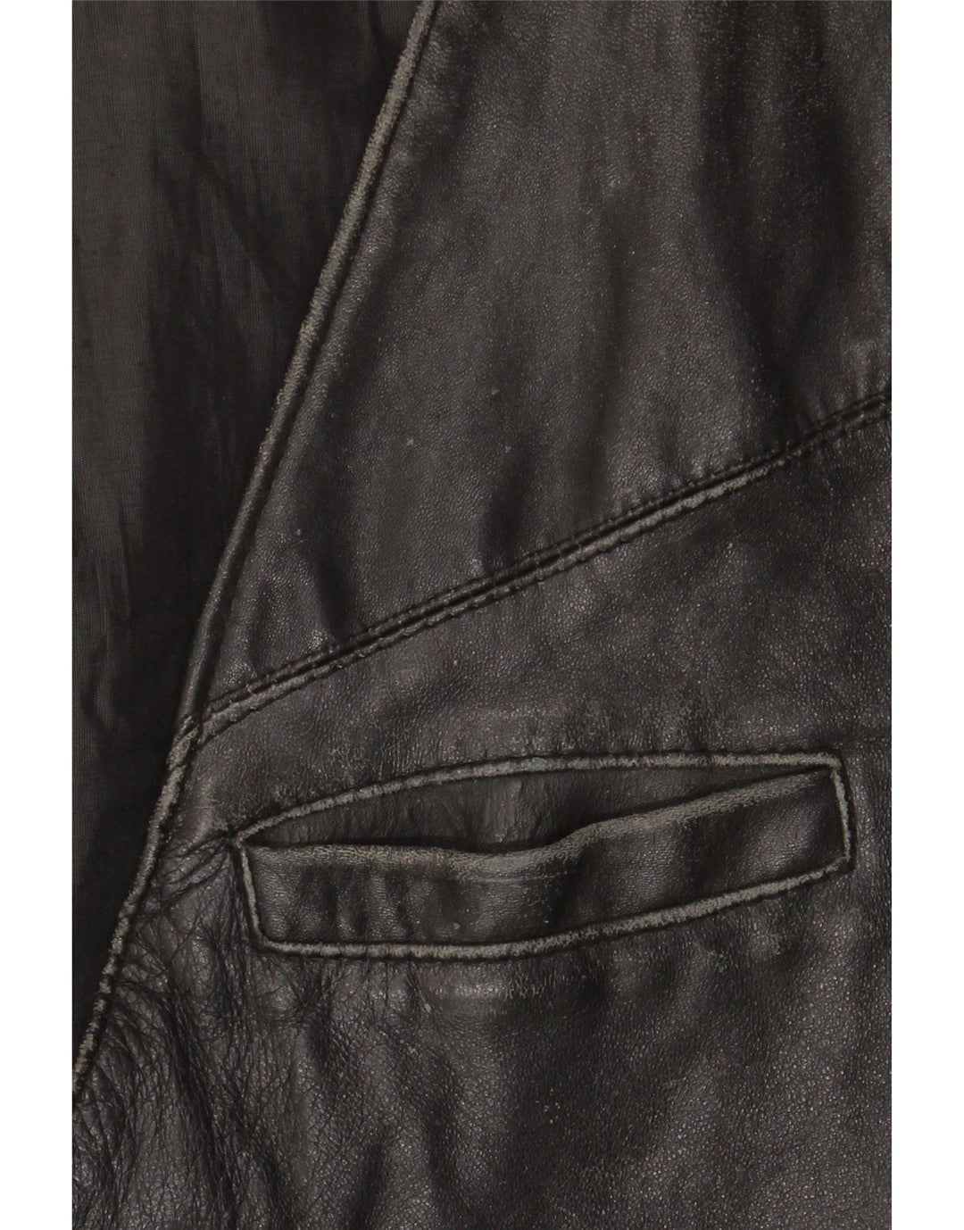 VINTAGE Chaleco de cuero para hombre IT 52 Cuero negro grande